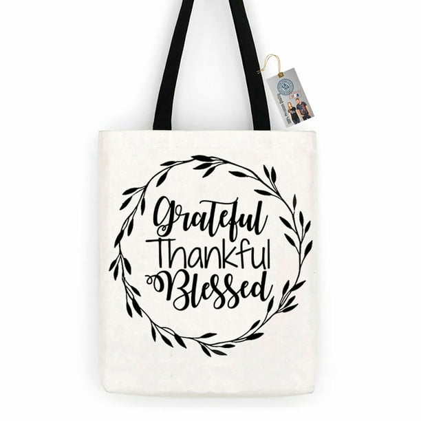 Canvas Shopping Tote Bag Count Your Blessing Vintage Look Inspiration & Motivation Beach for Women 